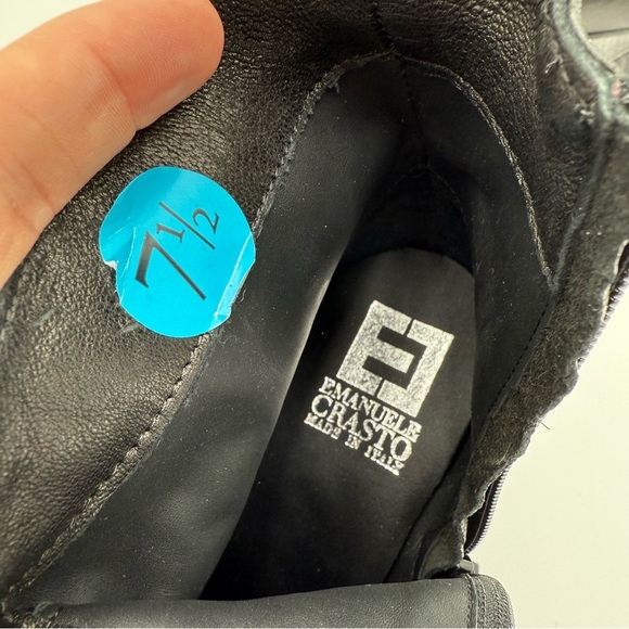 Emanuele Crasto Leather‎ Studded Pointed Toe Heeled Booties Ankle Boots 7.5 NWT - Picture 3 of 11